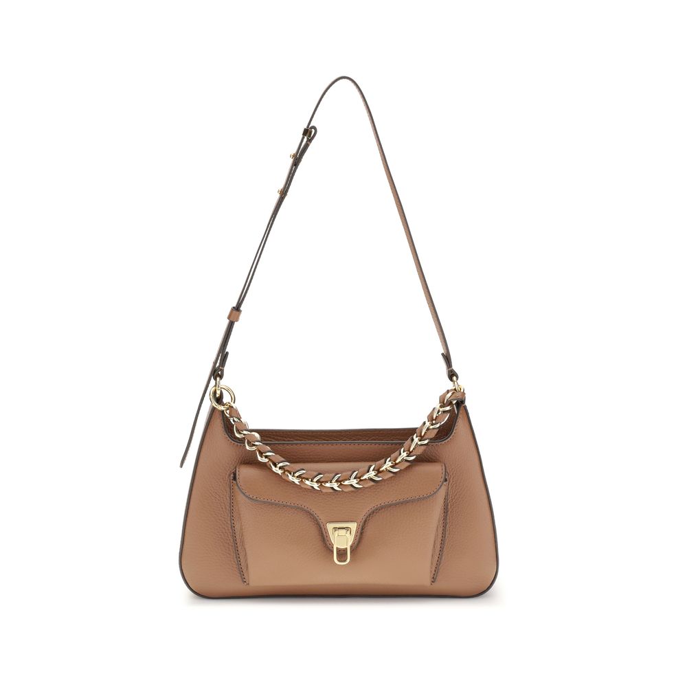 Coccinelle Beige Calf Leather Bos Taurus Shoulder Bag by Coccinelle
