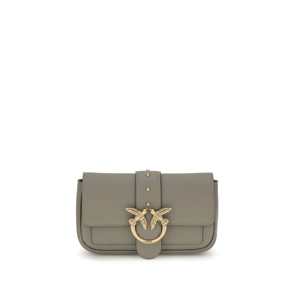 PINKO Gray Calf Leather Bos Taurus Shoulder Bag by PINKO