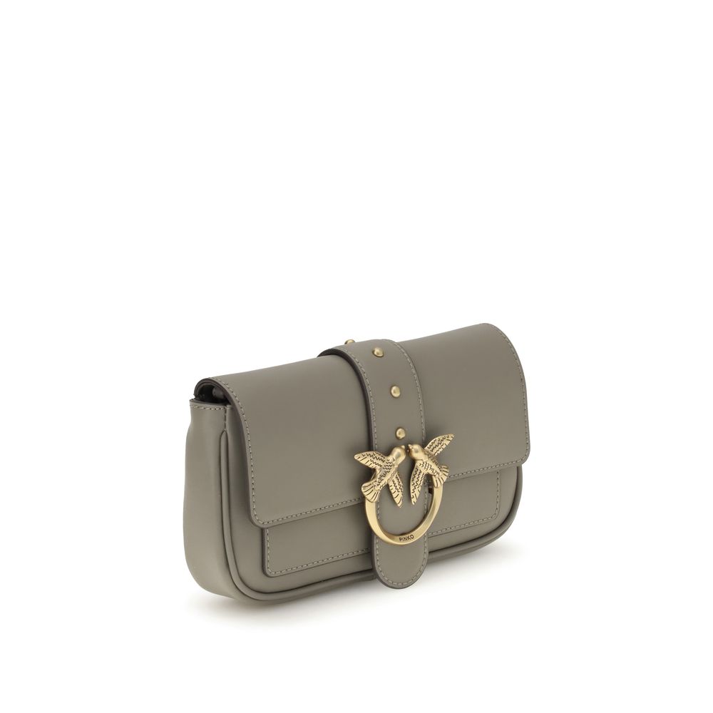 PINKO Gray Calf Leather Bos Taurus Shoulder Bag by PINKO