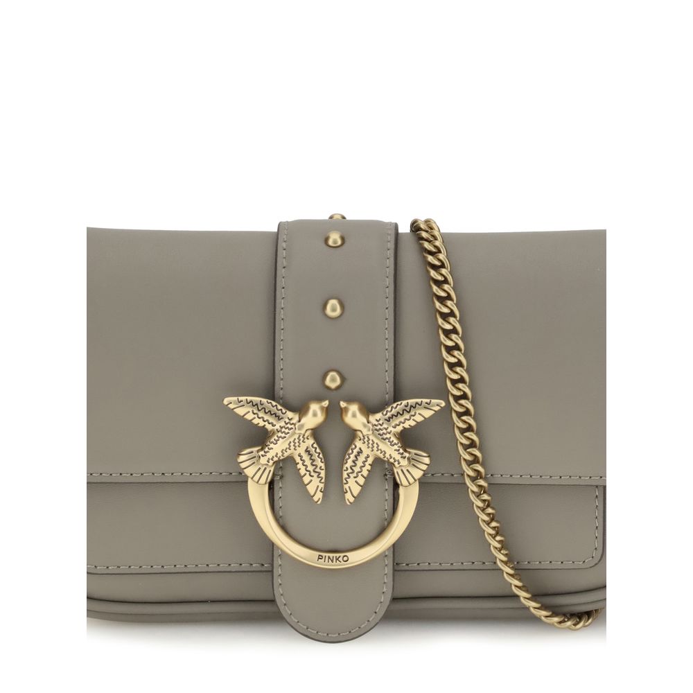 PINKO Gray Calf Leather Bos Taurus Shoulder Bag by PINKO