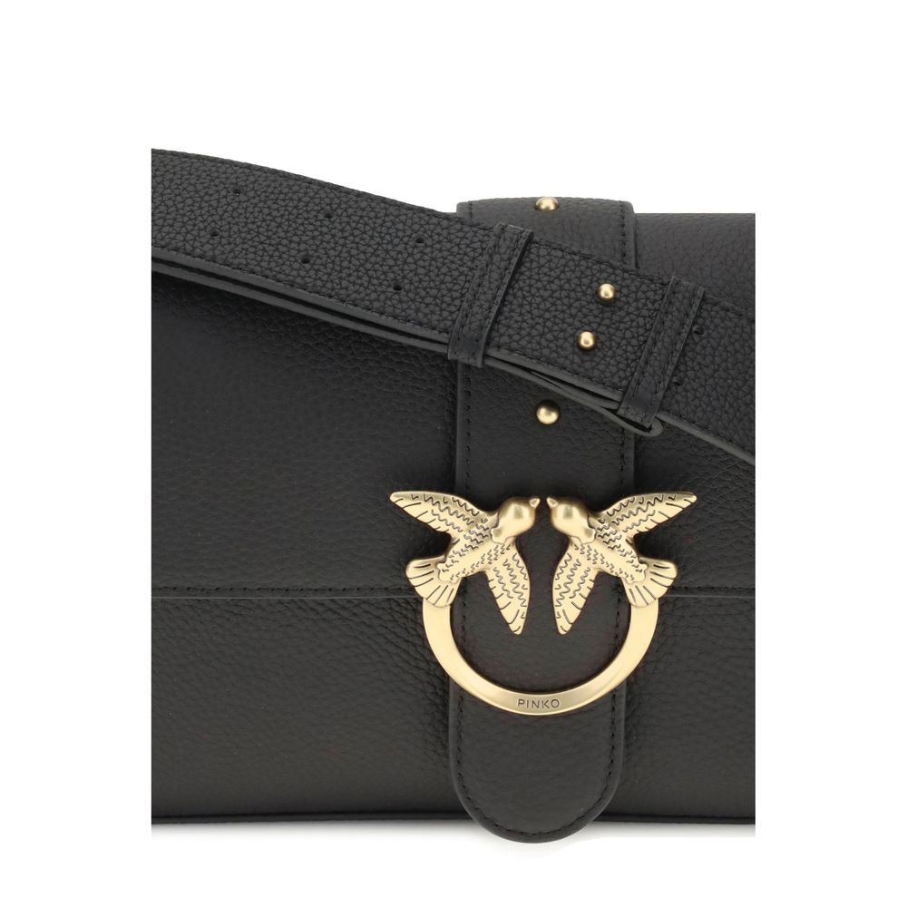 PINKO Black Calf Leather Bos Taurus Shoulder Bag by PINKO