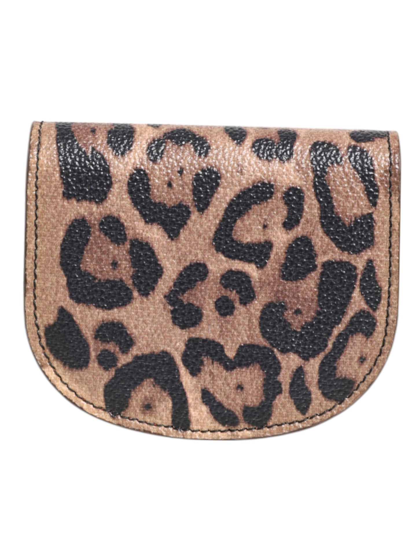 Dolce & Gabbana Brown Black Calf Leather Leopard Print Logo Plaque Wallet by Dolce & Gabbana