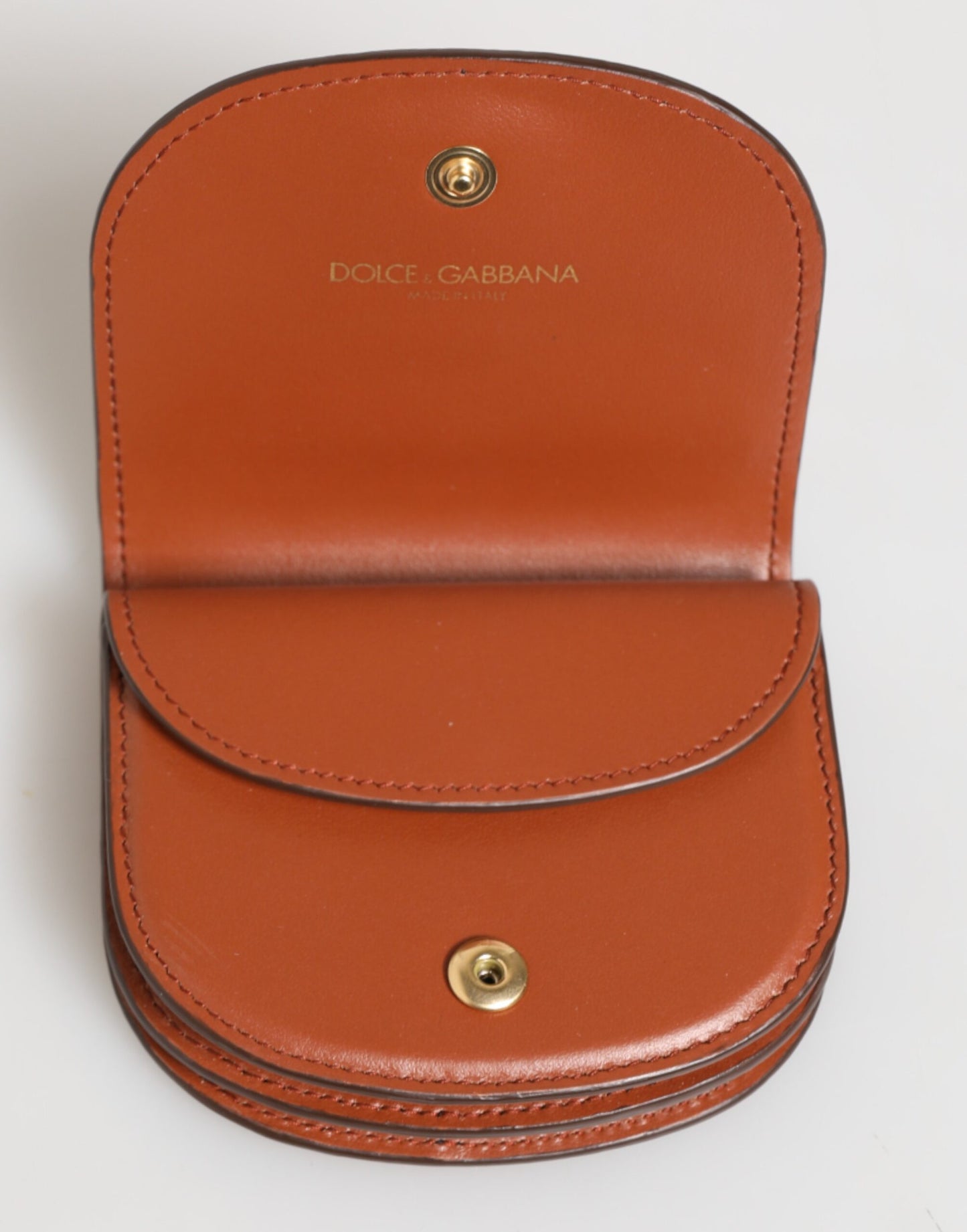 Dolce & Gabbana Brown Black Calf Leather Leopard Print Logo Plaque Wallet by Dolce & Gabbana