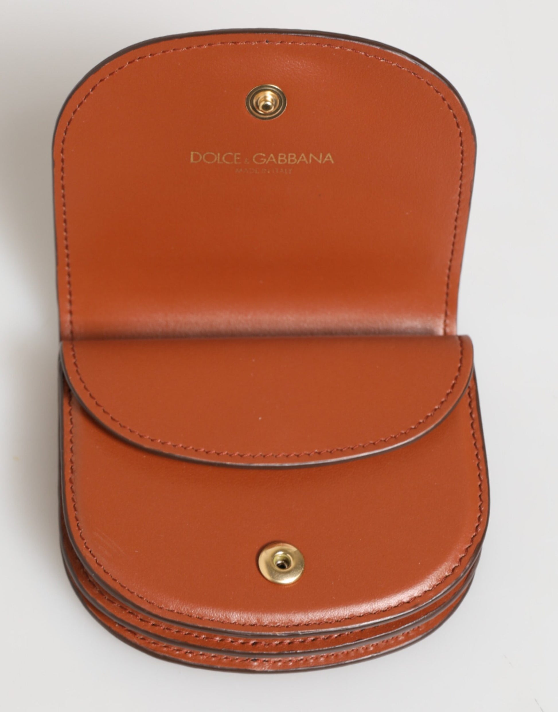 Dolce & Gabbana Brown Black Calf Leather Leopard Print Logo Plaque Wallet by Dolce & Gabbana