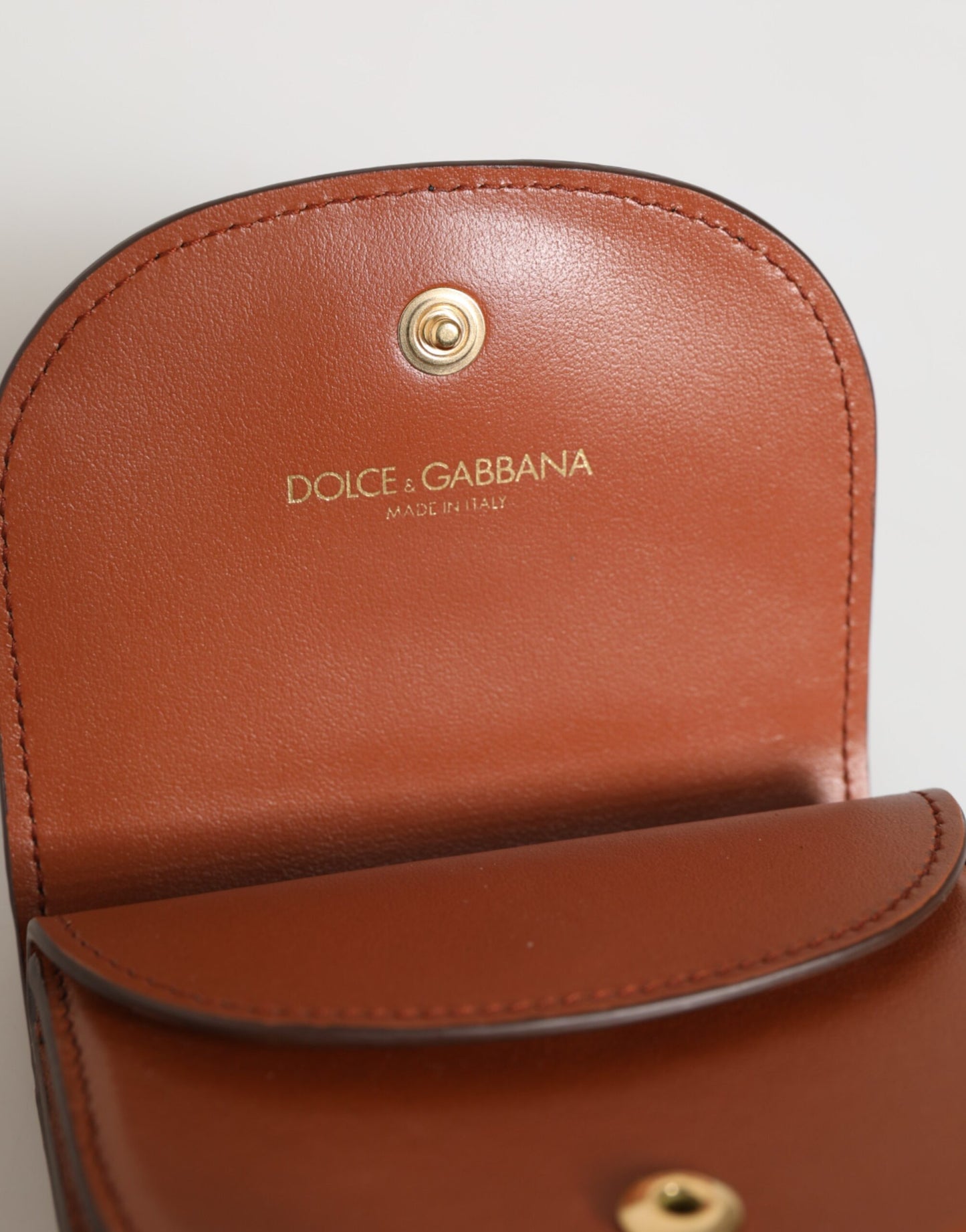 Dolce & Gabbana Brown Black Calf Leather Leopard Print Logo Plaque Wallet by Dolce & Gabbana