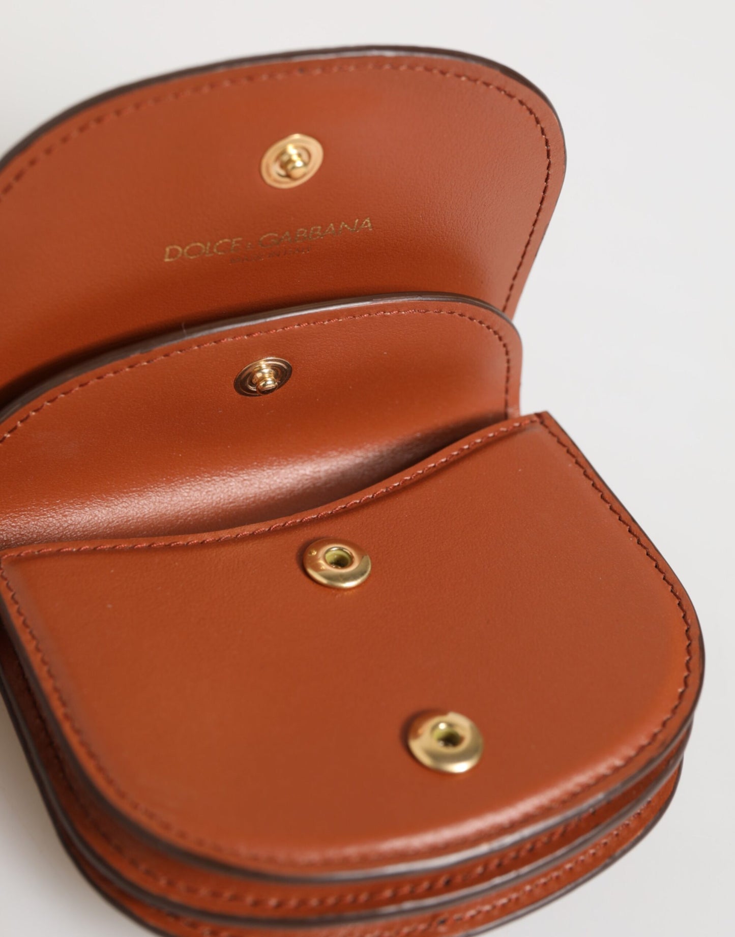 Dolce & Gabbana Brown Black Calf Leather Leopard Print Logo Plaque Wallet by Dolce & Gabbana