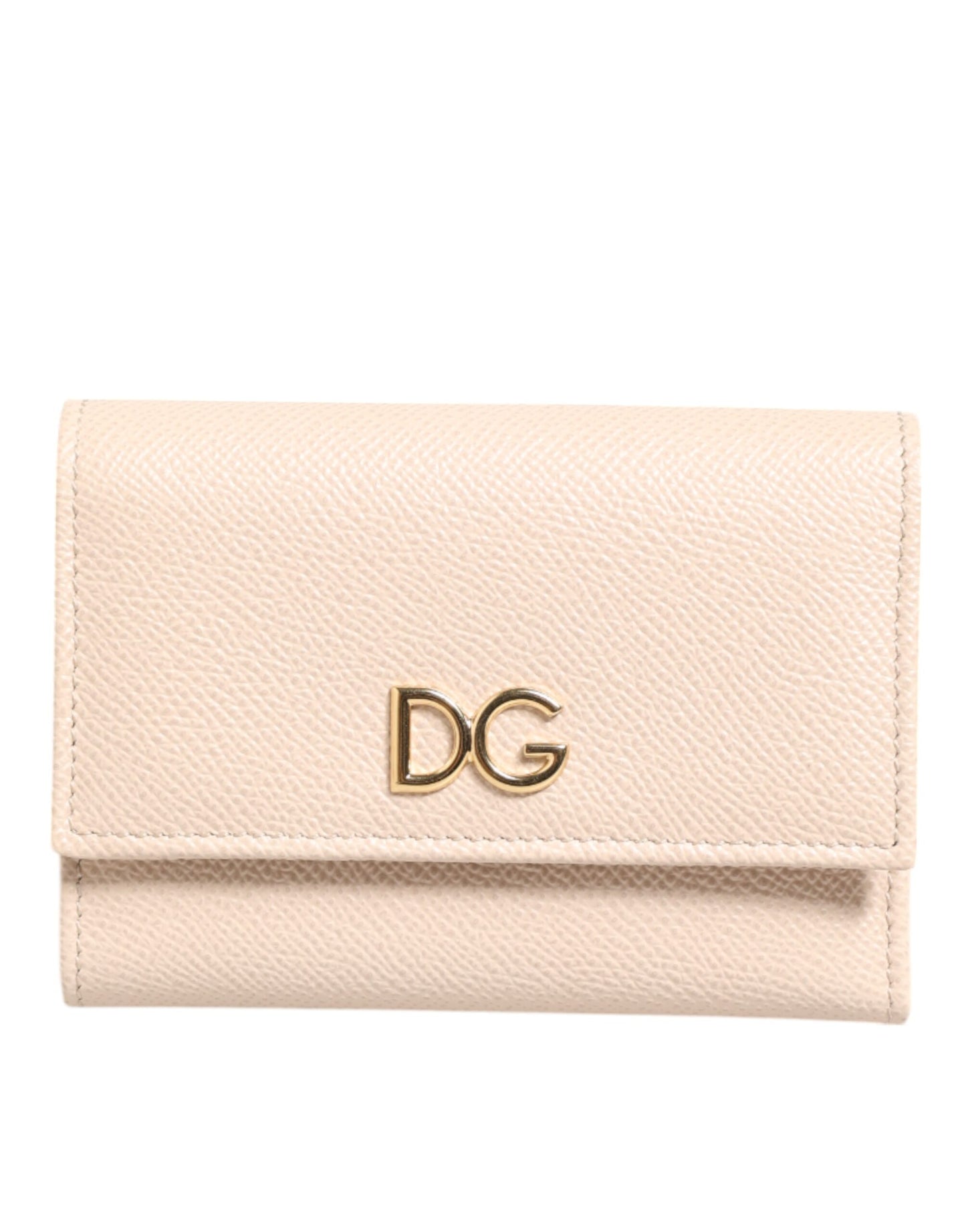 Dolce & Gabbana Light Pink Calf Leather DG Logo French Flap Wallet by Dolce & Gabbana