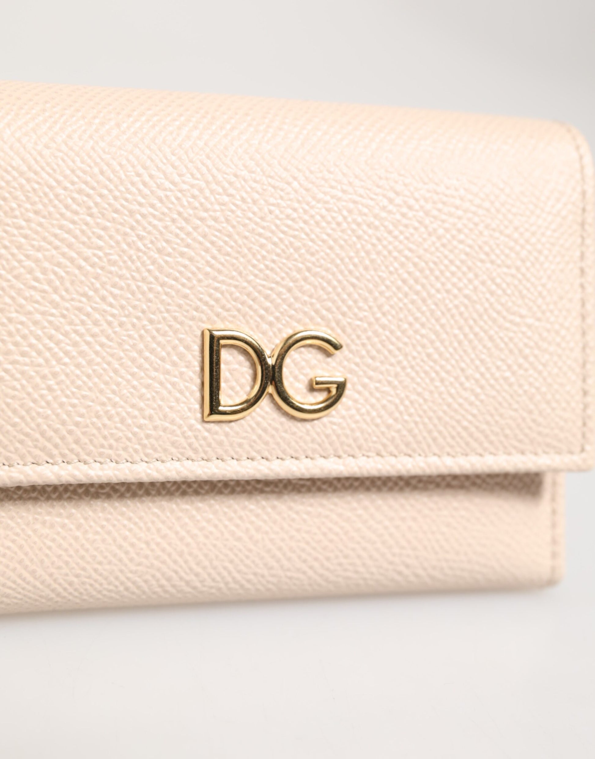 Dolce & Gabbana Light Pink Calf Leather DG Logo French Flap Wallet by Dolce & Gabbana
