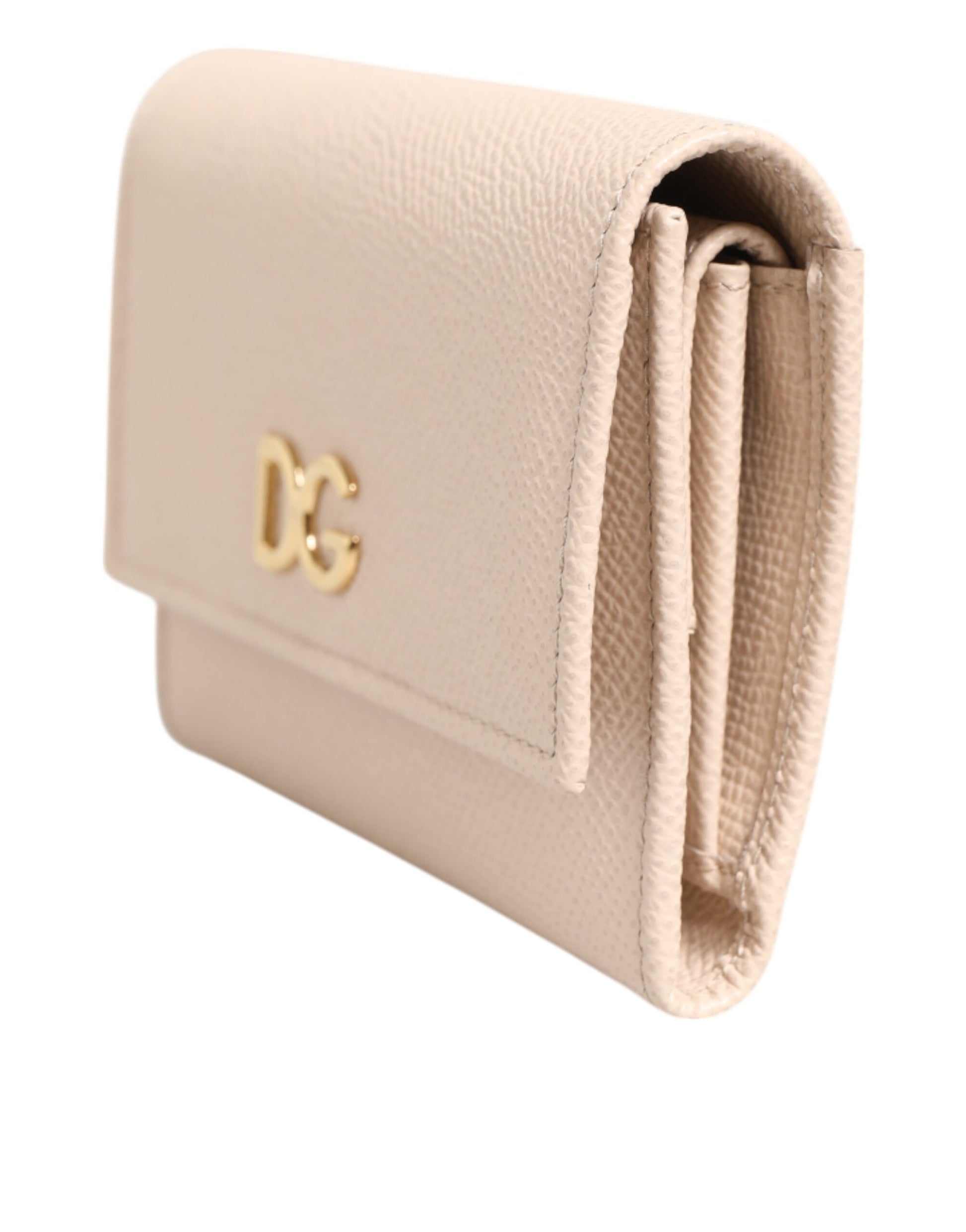 Dolce & Gabbana Light Pink Calf Leather DG Logo French Flap Wallet by Dolce & Gabbana
