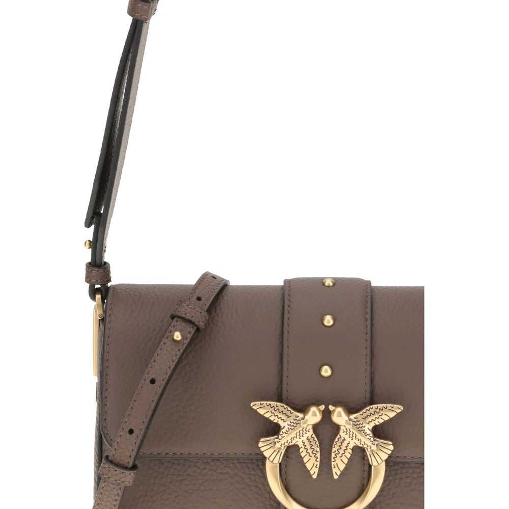 PINKO Brown Calf Leather Bos Taurus Shoulder Bag by PINKO