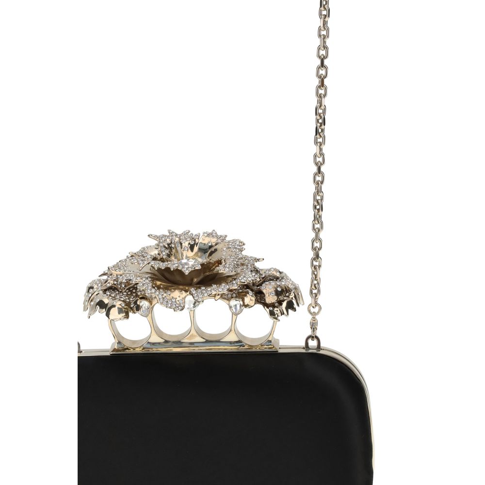 Alexander McQueen Black Silk Clutch Bag