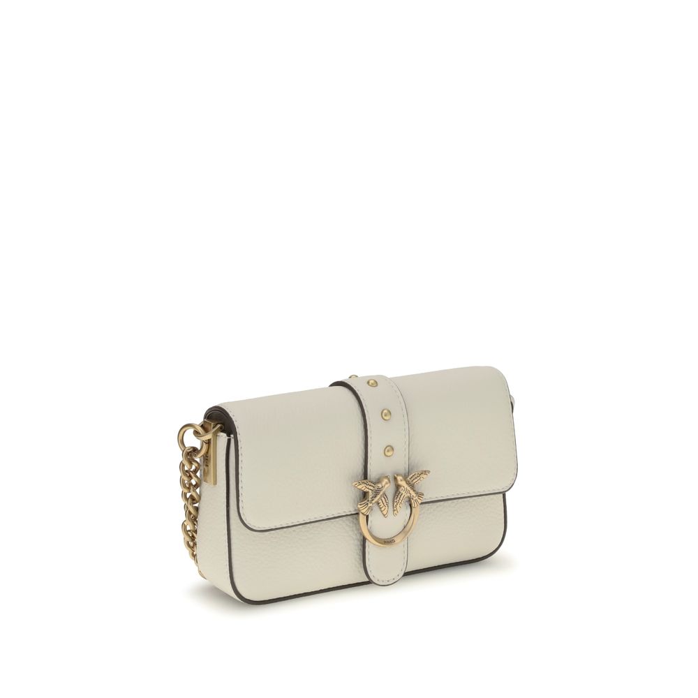 PINKO White Calf Leather Bos Taurus Shoulder Bag by PINKO