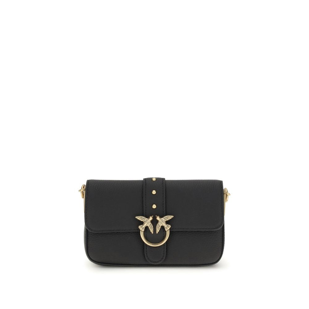 PINKO Black Calf Leather Bos Taurus Shoulder Bag by PINKO