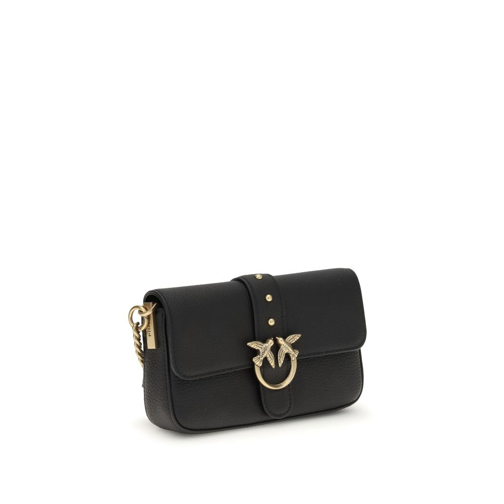 PINKO Black Calf Leather Bos Taurus Shoulder Bag by PINKO