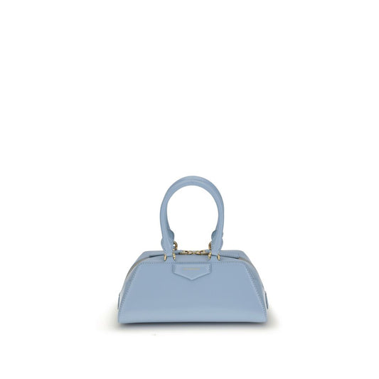 Light blue handbag on a white background