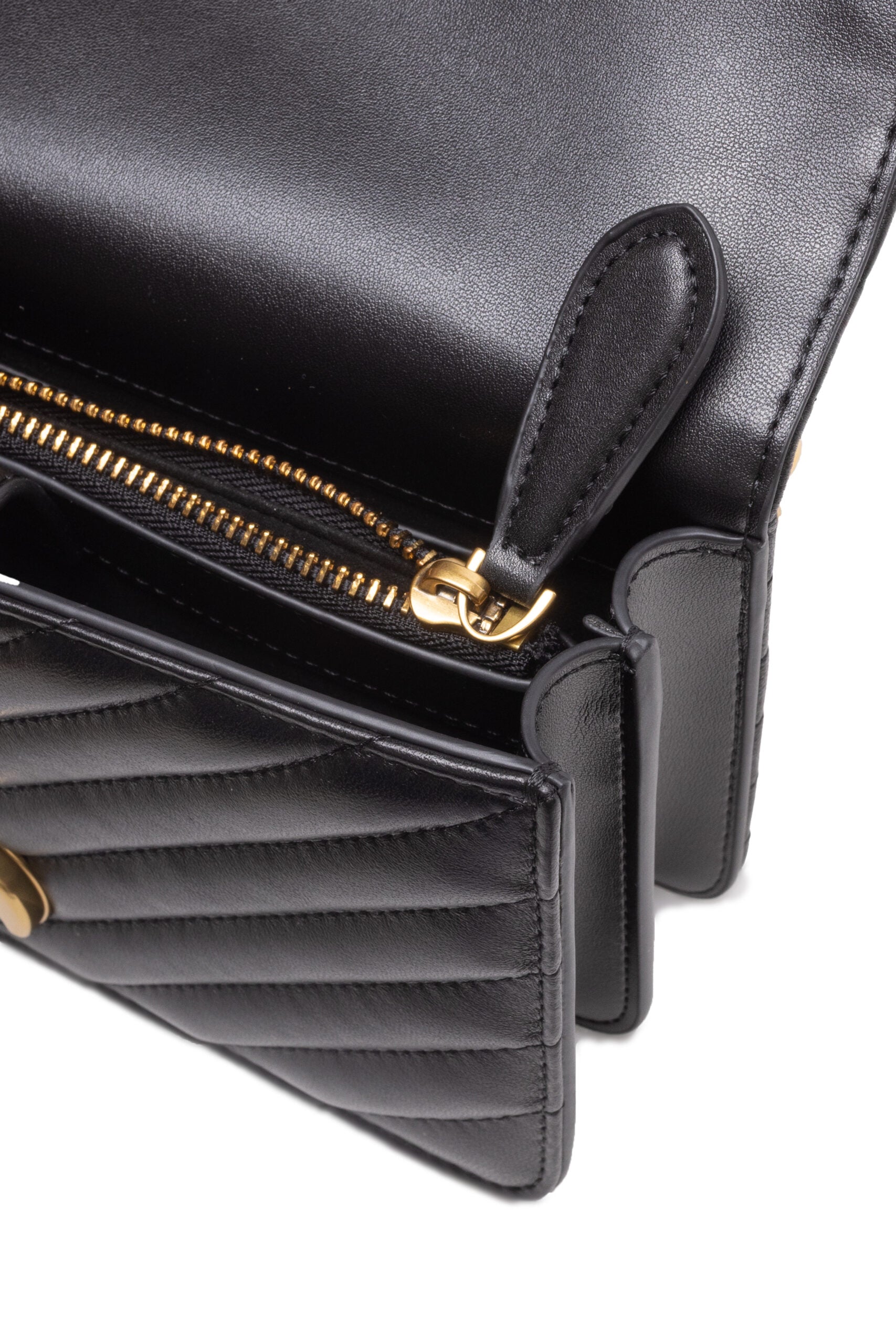 PINKO Black Leather Love One Mini Shoulder Bag by PINKO