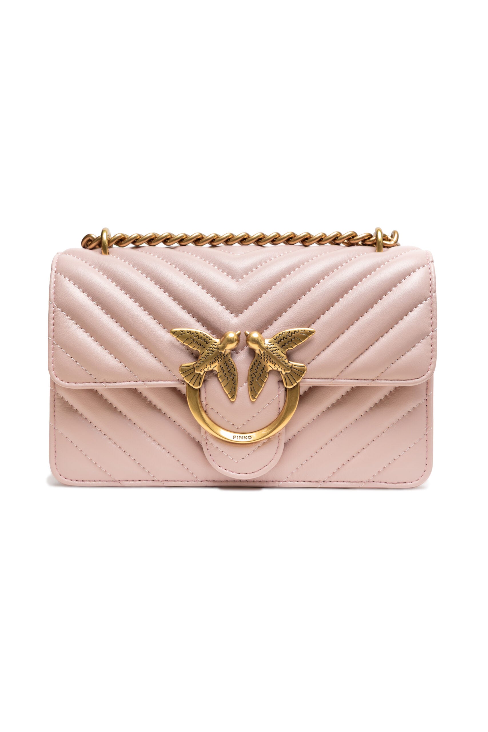 PINKO Powder Pink Love One Mini Shoulder Bag by PINKO
