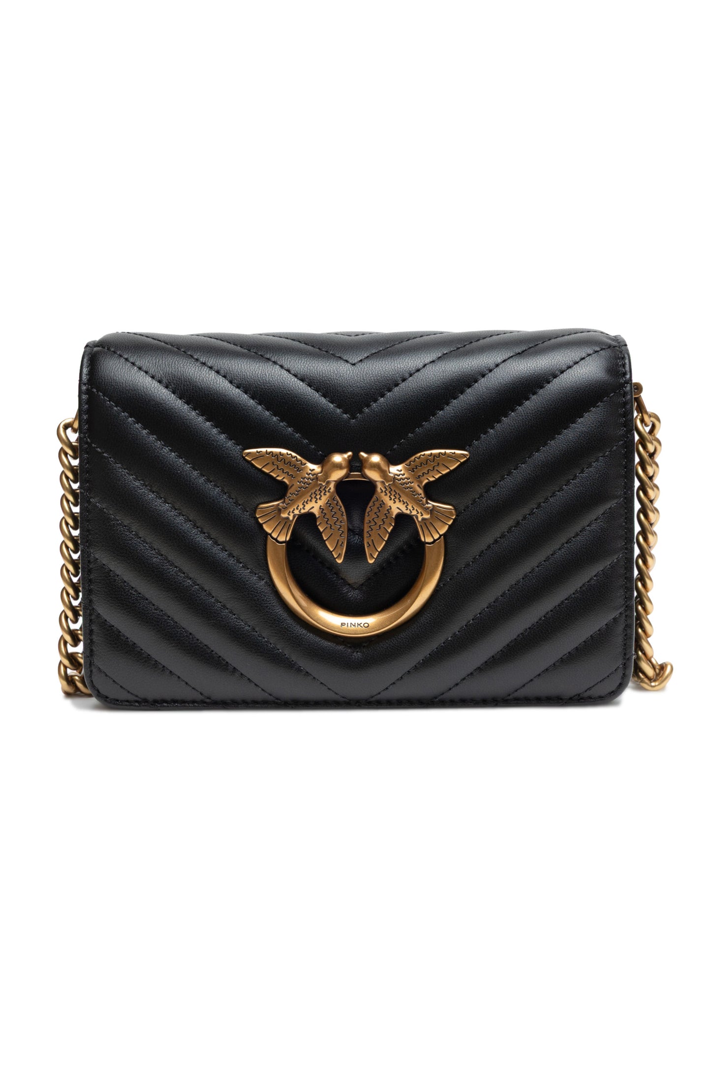PINKO Black Leather Love Click Mini Shoulder Bag by PINKO