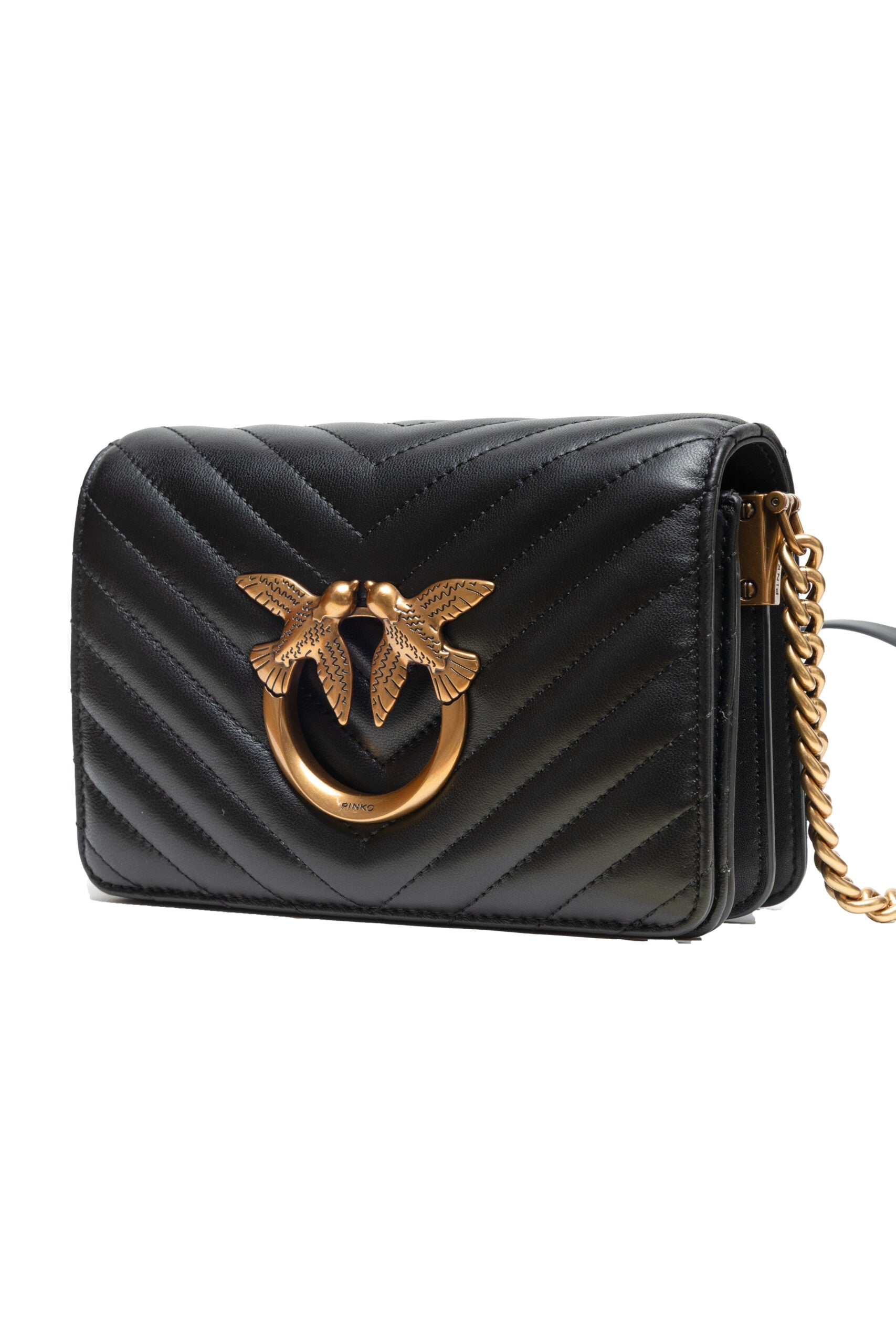 PINKO Black Leather Love Click Mini Shoulder Bag by PINKO