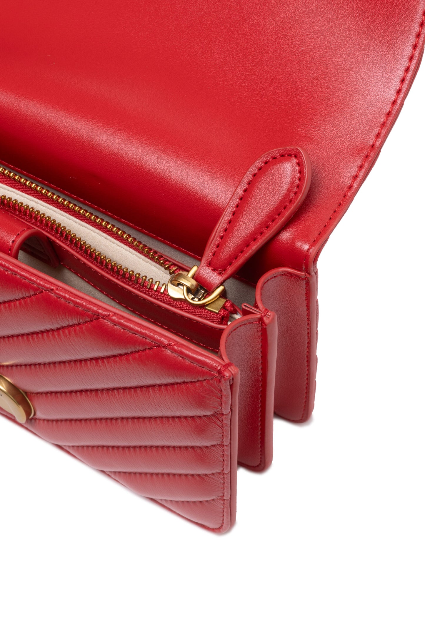 PINKO Red Leather Love One Mini Shoulder Bag by PINKO