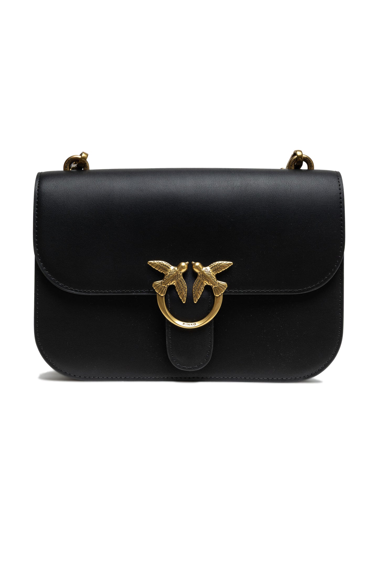PINKO Black Leather Love Bell Classic Shoulder Bag by PINKO