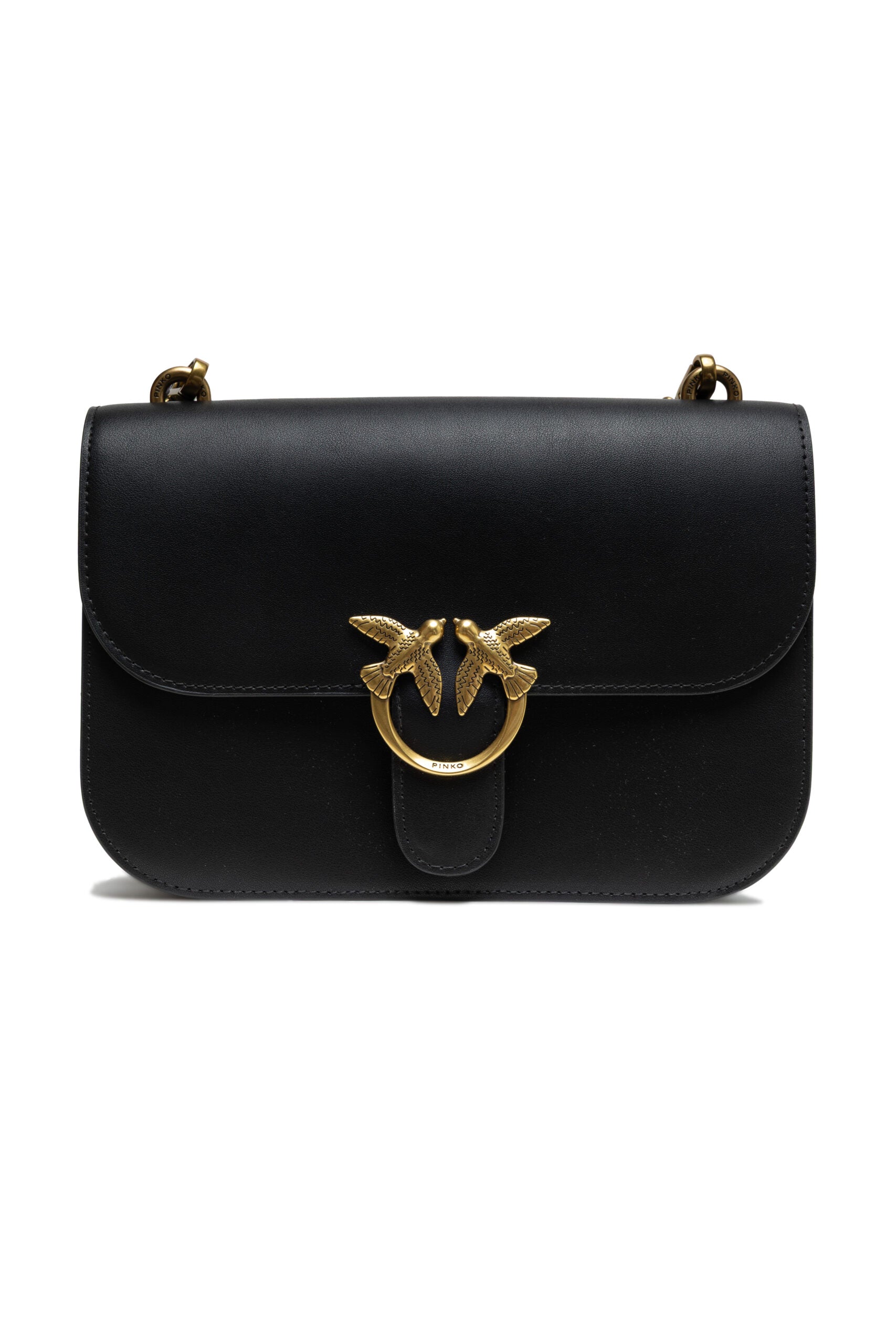 PINKO Black Leather Love Bell Classic Shoulder Bag by PINKO