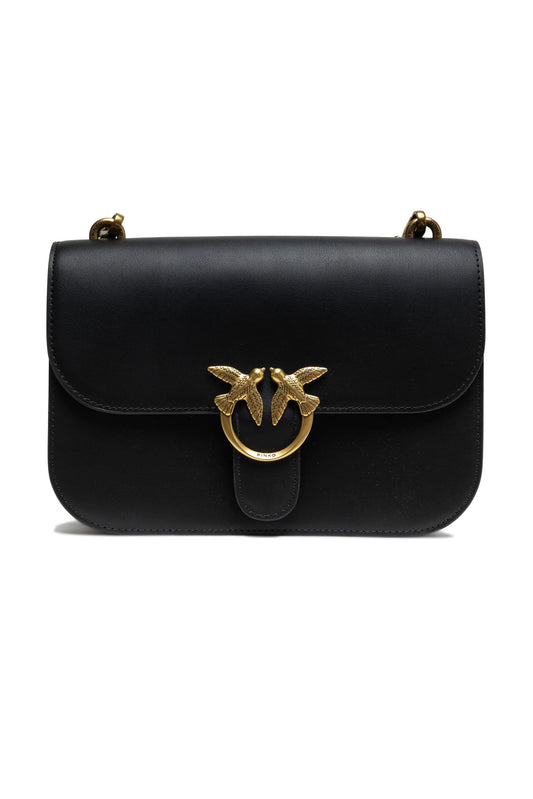 PINKO Black Leather Love Bell Classic Shoulder Bag by PINKO