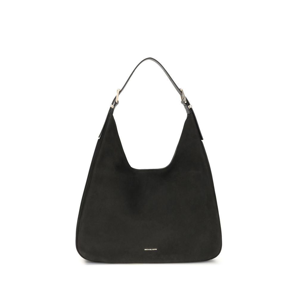 Black handbag on a white background