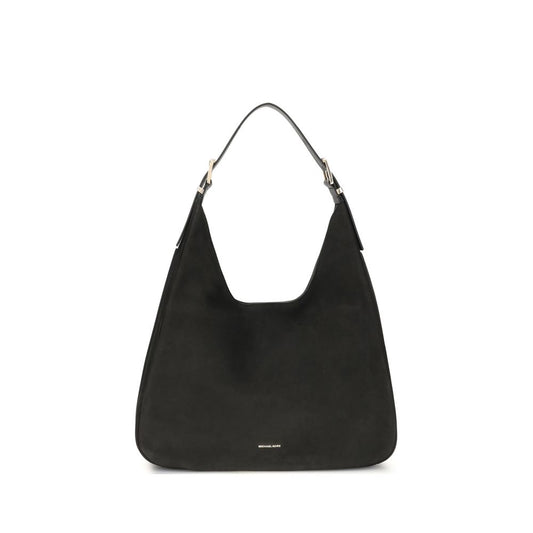 Black handbag on a white background