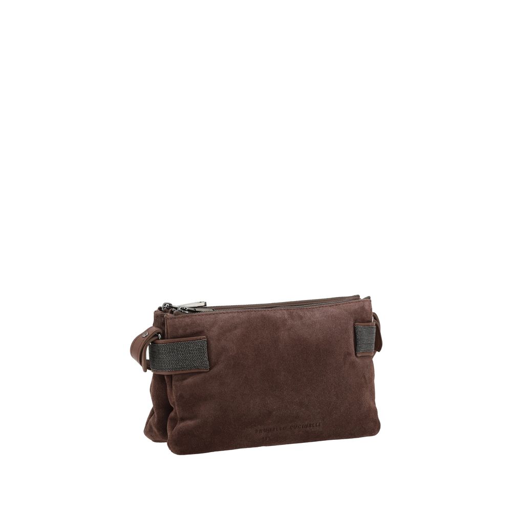 Brunello Cucinelli Brown Calf Leather Shoulder Bag