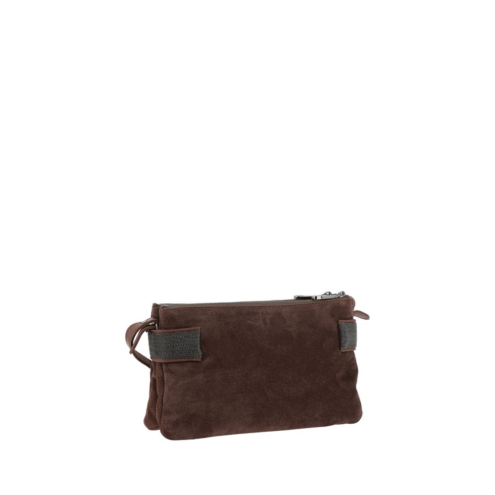 Brunello Cucinelli Brown Calf Leather Shoulder Bag