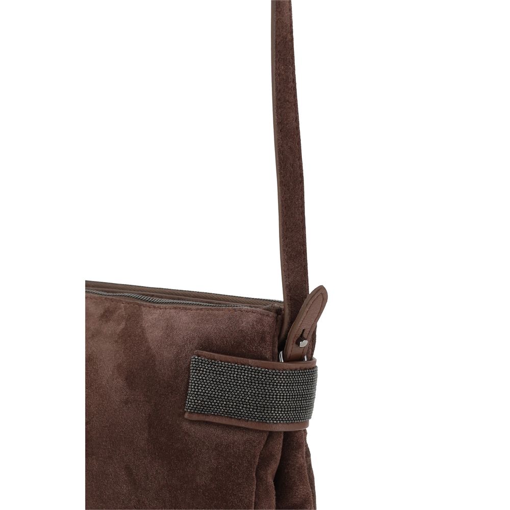 Brunello Cucinelli Brown Calf Leather Shoulder Bag