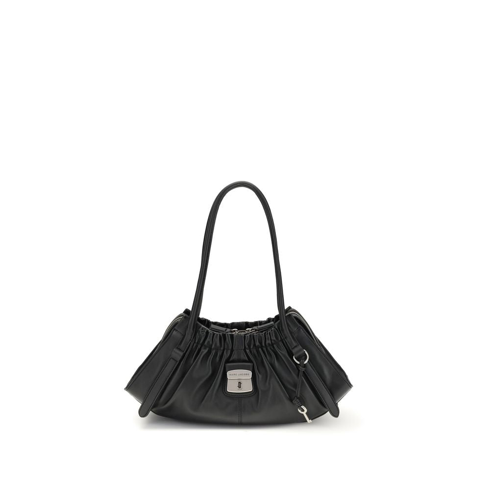 Black handbag on a white background