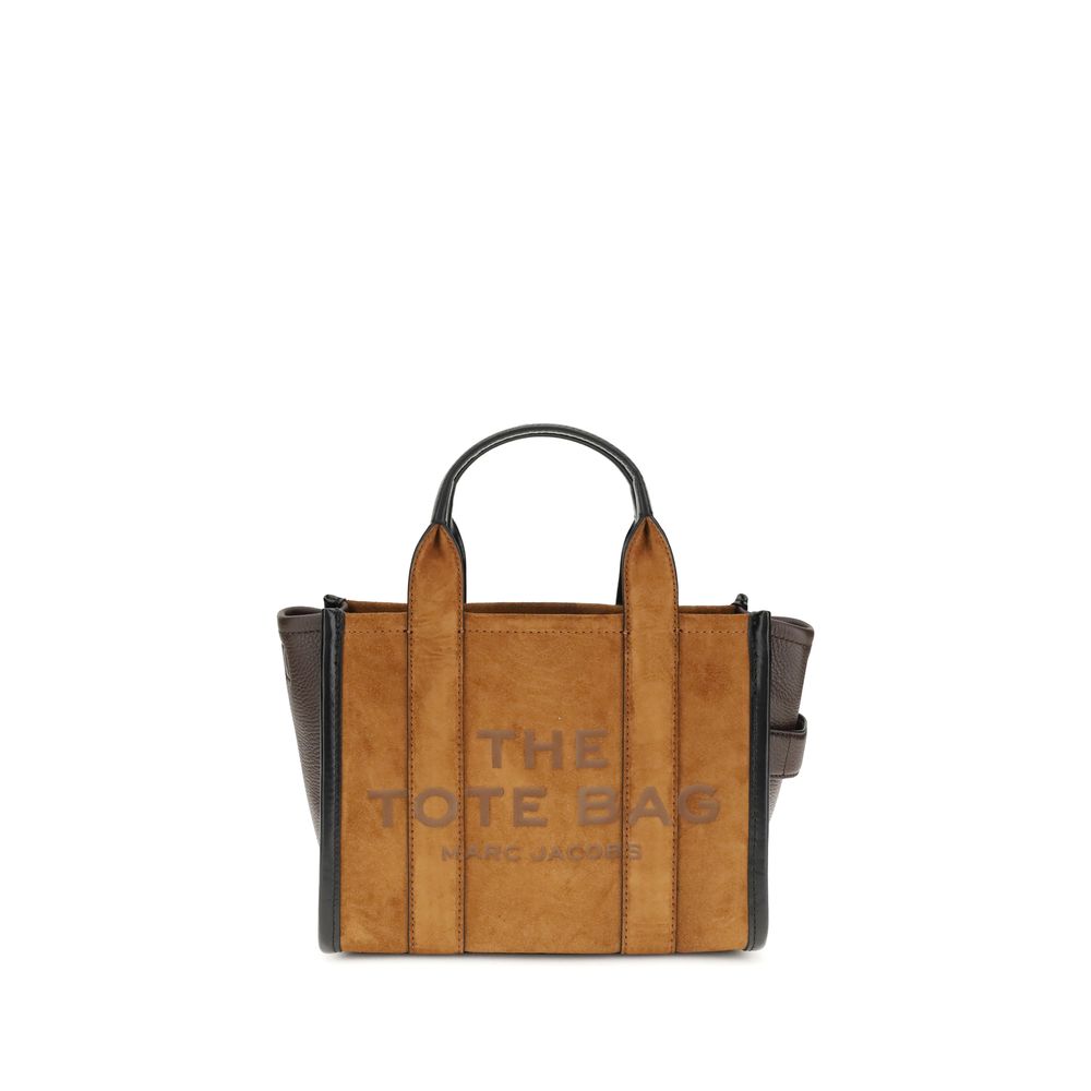 Brown tote bag with black accents on a white background
