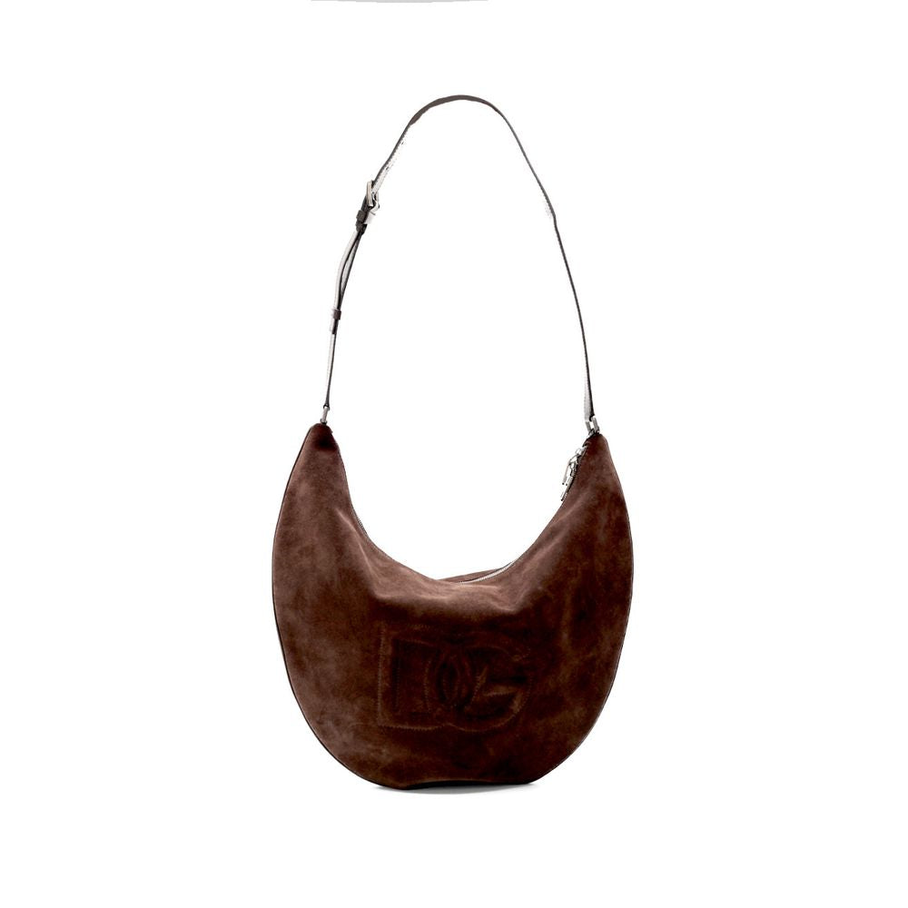 Brown leather handbag on a white background