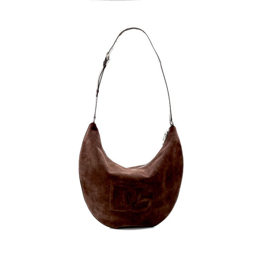 Brown leather handbag on a white background