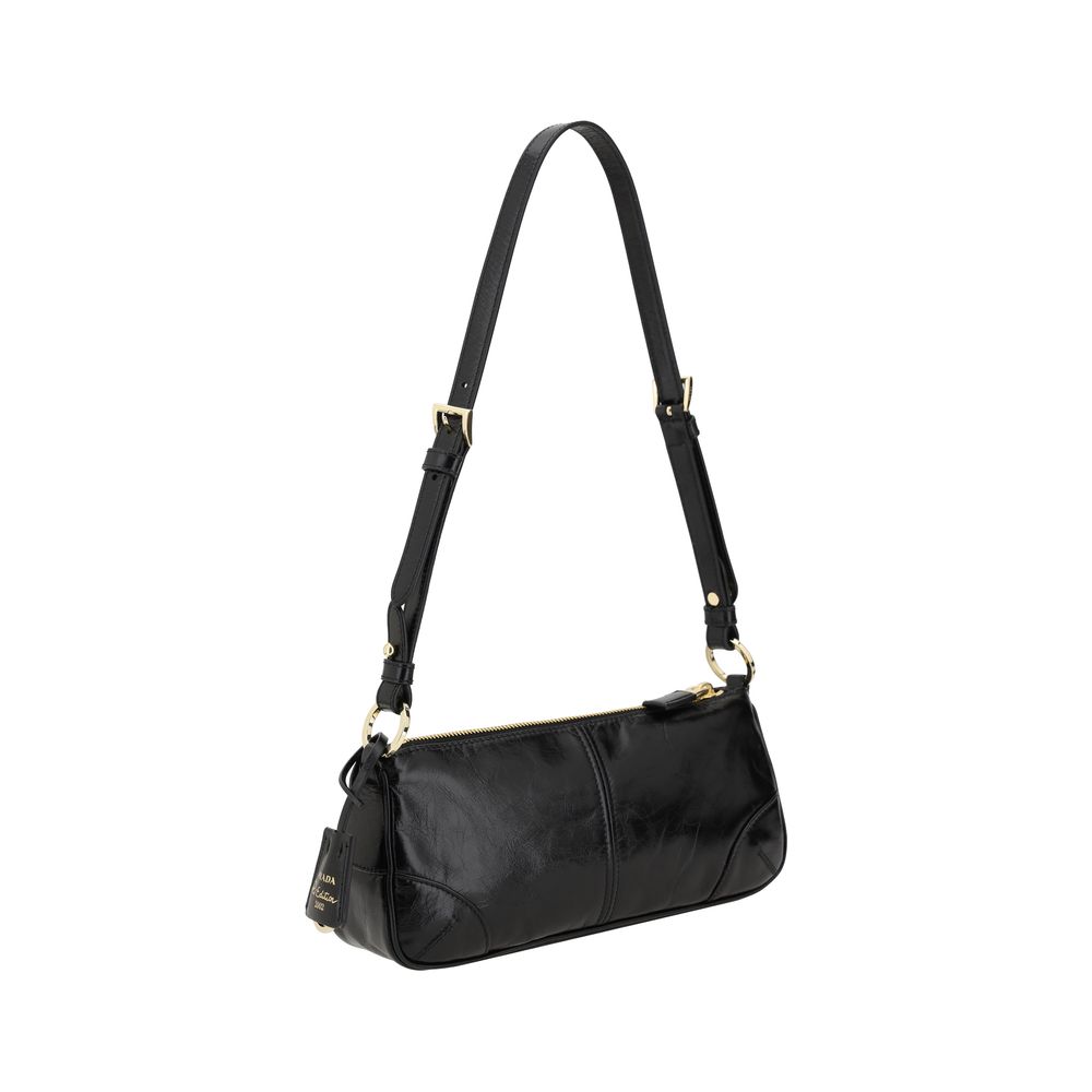 Prada Black Calf Leather Bos Taurus Shoulder Bag by Prada