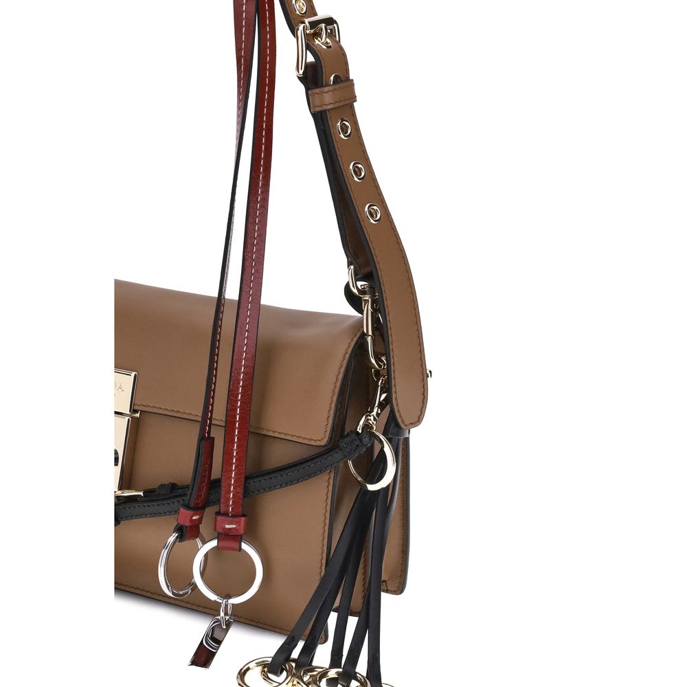 Prada Brown Calf Leather Bos Taurus Shoulder Bag by Prada