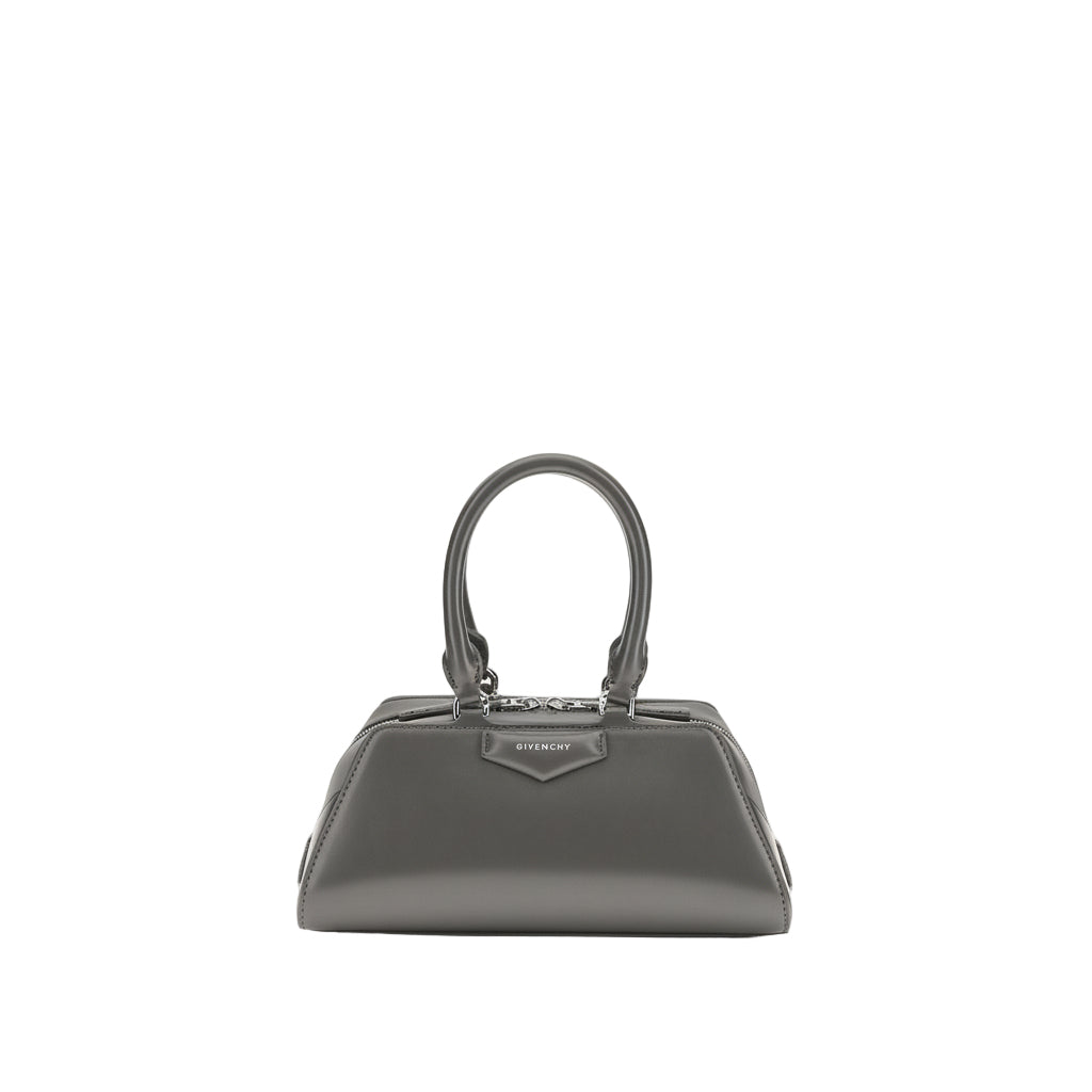 Gray handbag with Givenchy logo on a white background