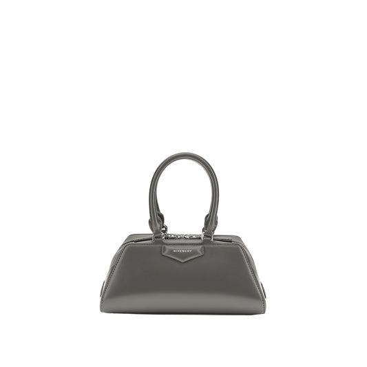 Gray handbag with Givenchy logo on a white background