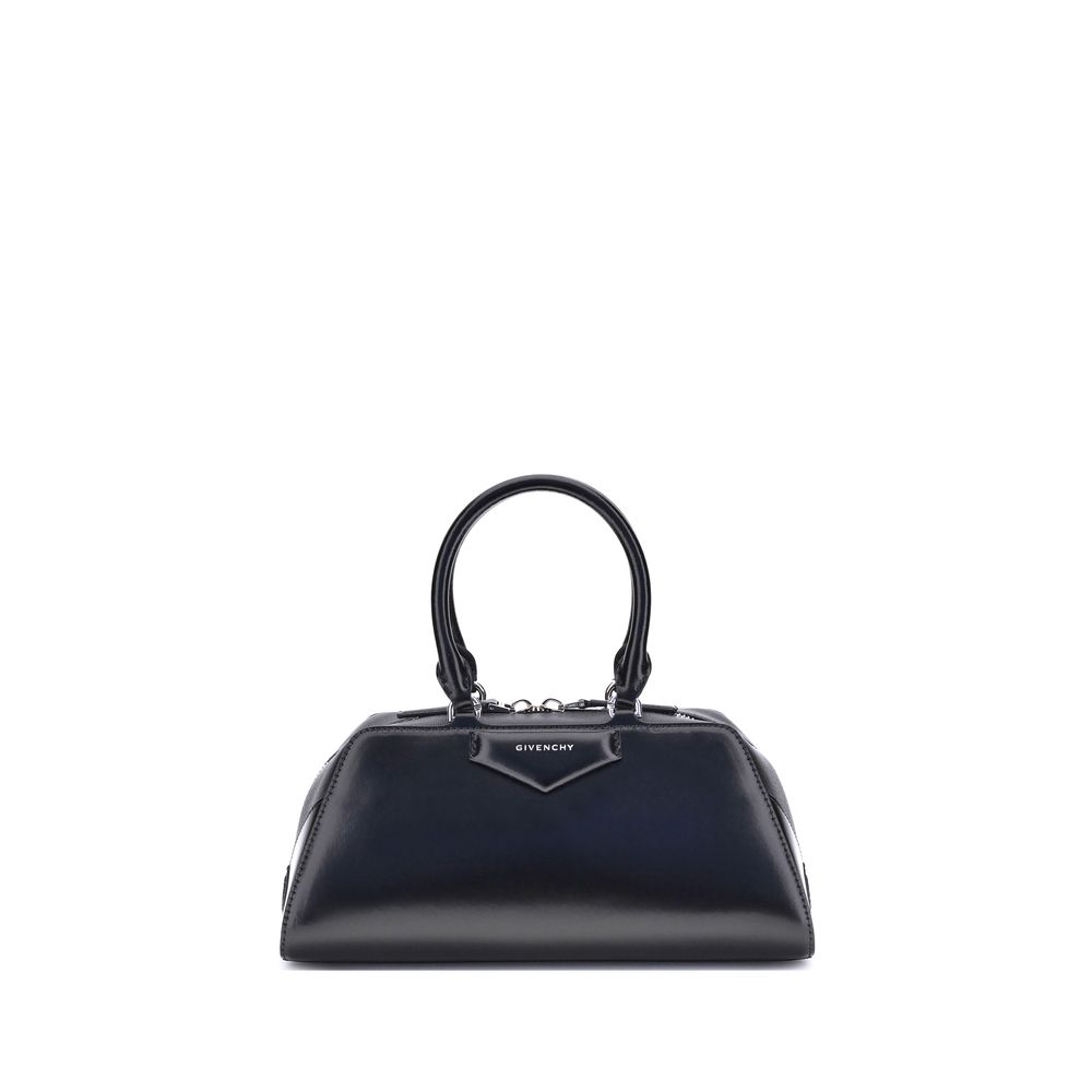 Black handbag with Givenchy logo on a white background
