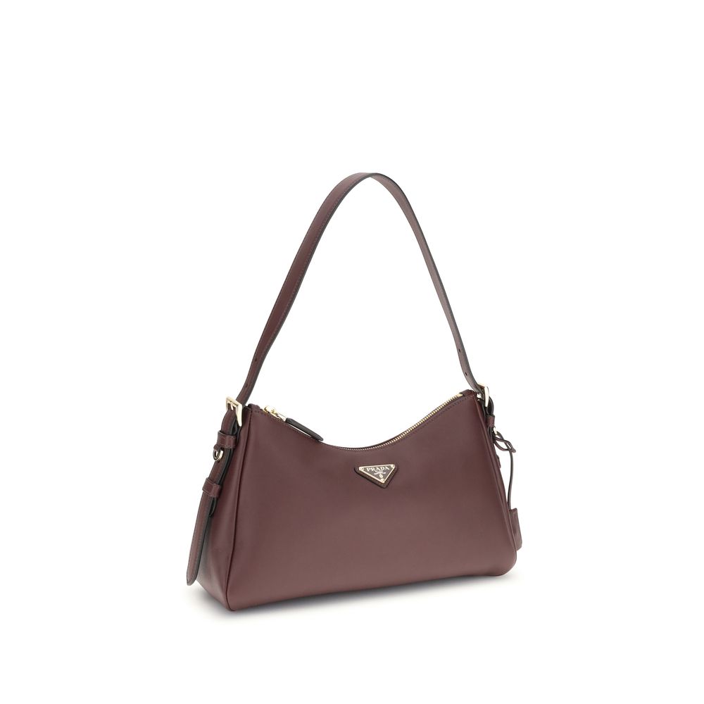 Bolso de hombro Prada Bos Taurus de piel de becerro color burdeos