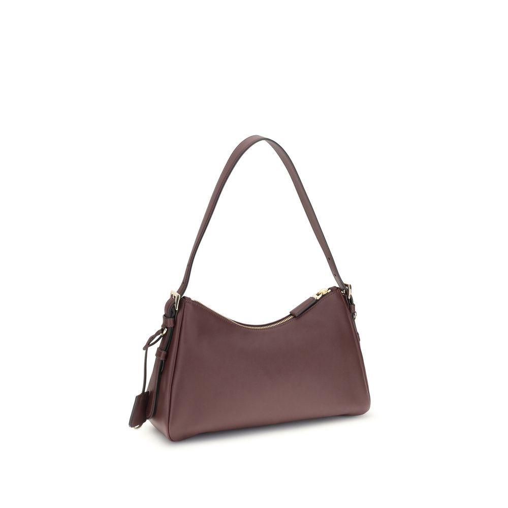 Bolso de hombro Prada Bos Taurus de piel de becerro color burdeos