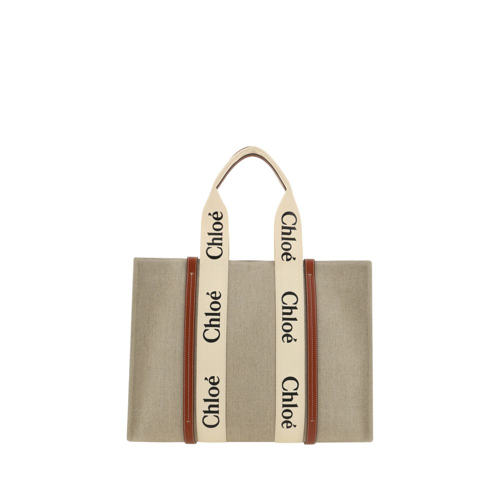Bolso de hombro Chloé de lino beige