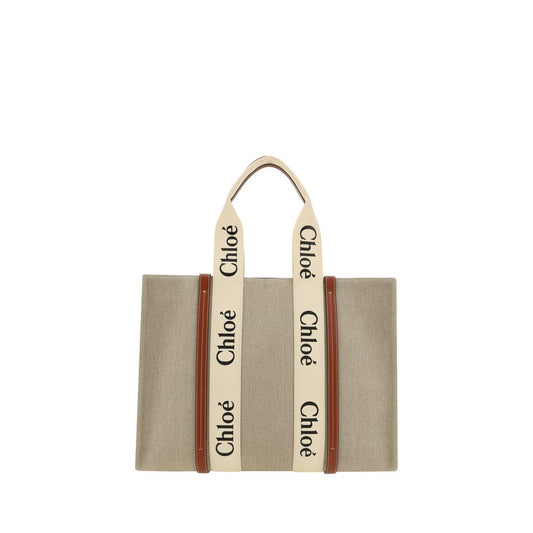 Bolso de hombro Chloé de lino beige