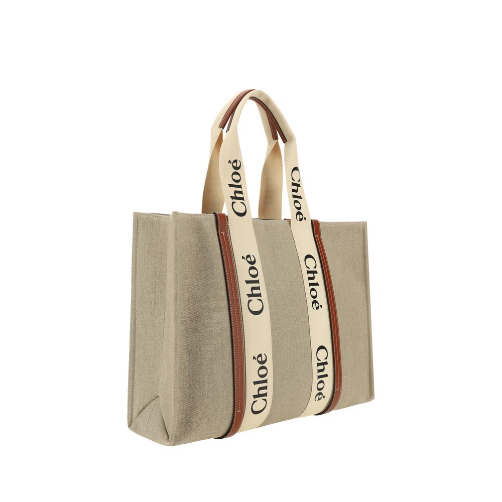 Bolso de hombro Chloé de lino beige