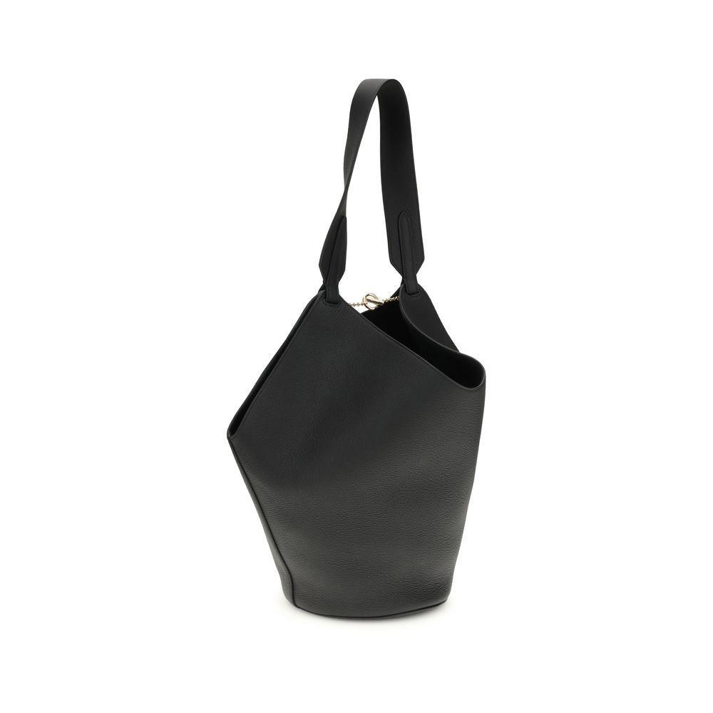 Bolso de hombro Bos Taurus de piel de becerro negra Khaite