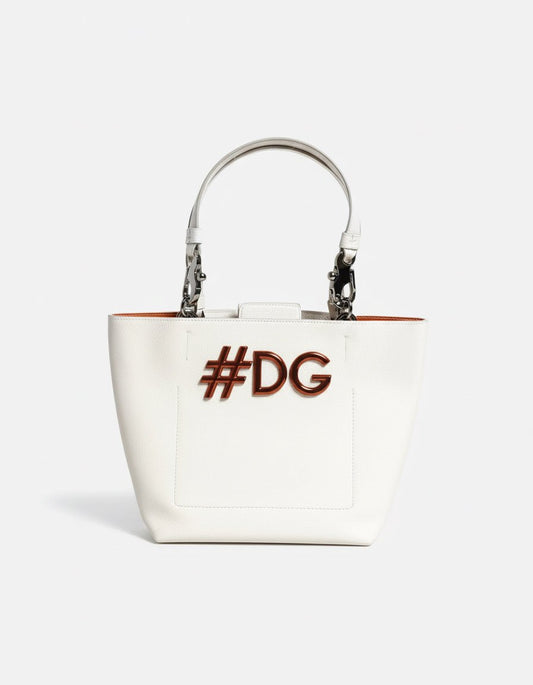 Dolce Gabbana Full Grain Leather Tote Bag White - XT & Co