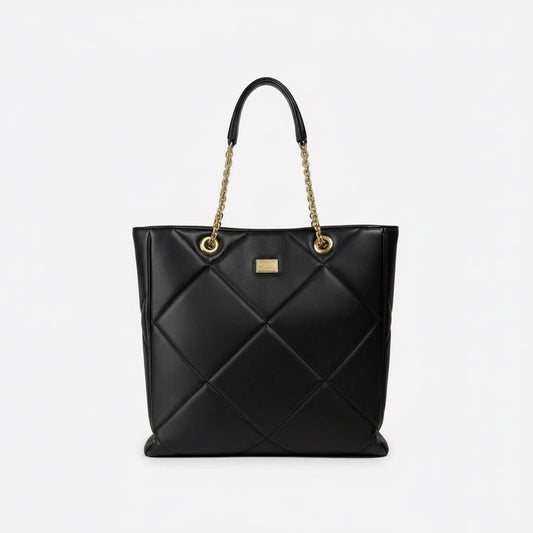 Dolce & Gabbana Matelassé Black Leather Tote - XT & Co